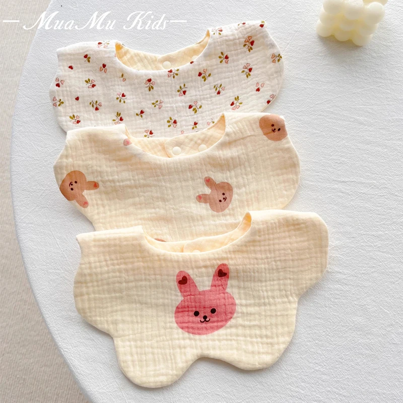 Baby Bibs Cotton Boys and Girls Bib Cute Print Newborn Burp Cloths Waterproof Infants Mesh Bibs Baby Feeding Accessories