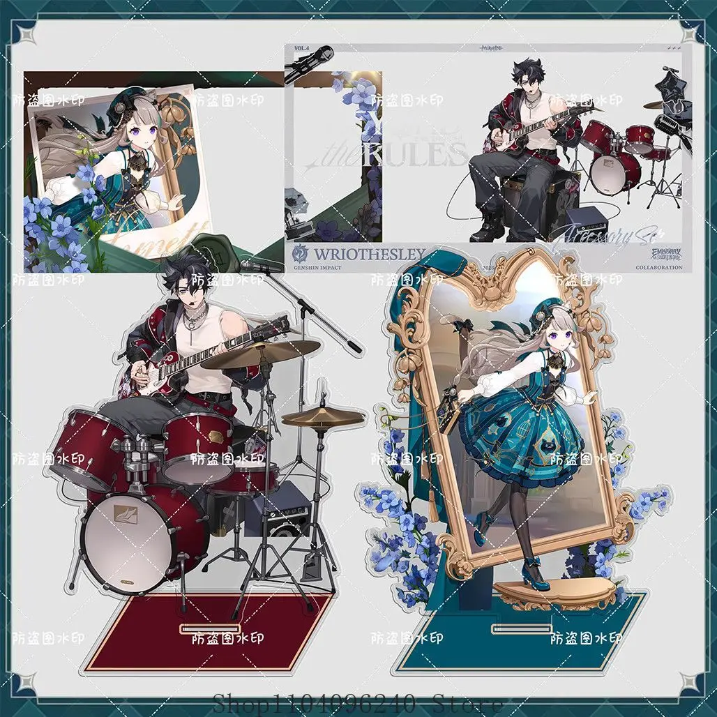 Genshin Impact Lynette Wriothesley أنيمي الاكريليك حامل نموذج لوحة مكتب ديكور الدائمة علامة التميمة طالب بطاقة شفافة #1