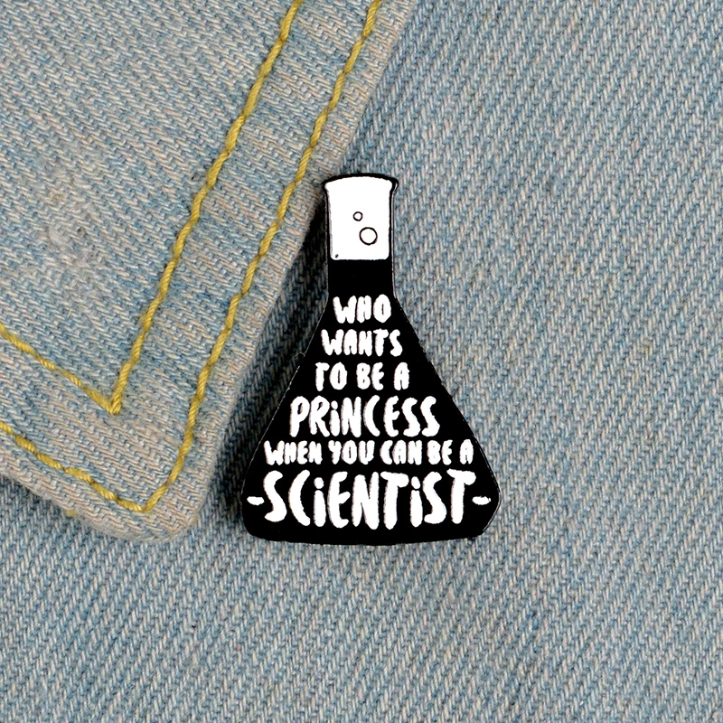 Scientist Enamel Pin Beaker Chemistry Experiment Brooches for Bag Clothes Lapel Pin Science Princess Badge Jewelry Gift Friends