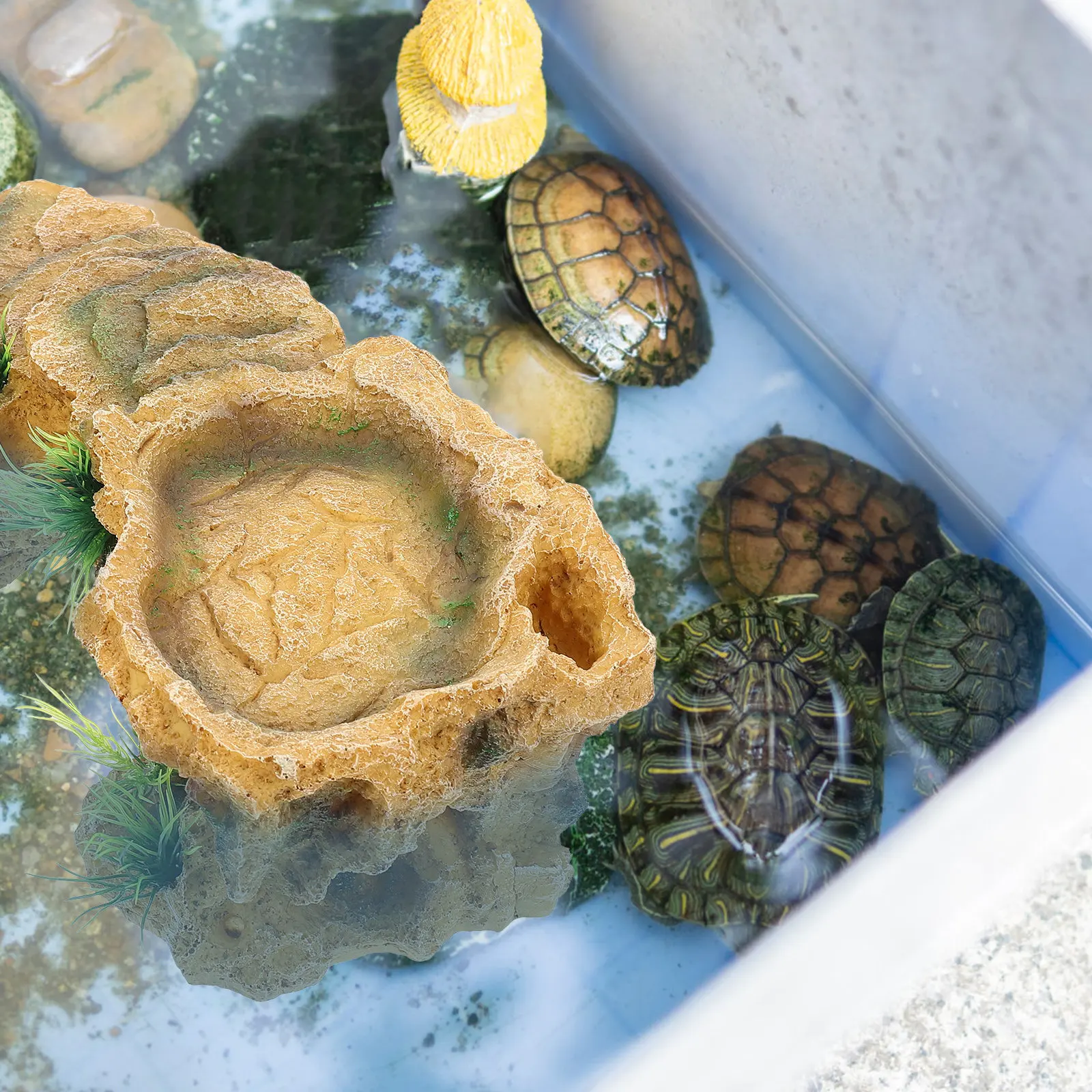 

Платформа для загара черепах из полимерной смолы, аксессуары для террариума, укрытие-пещера для рептилий, теплое убежище для раков-отшельников