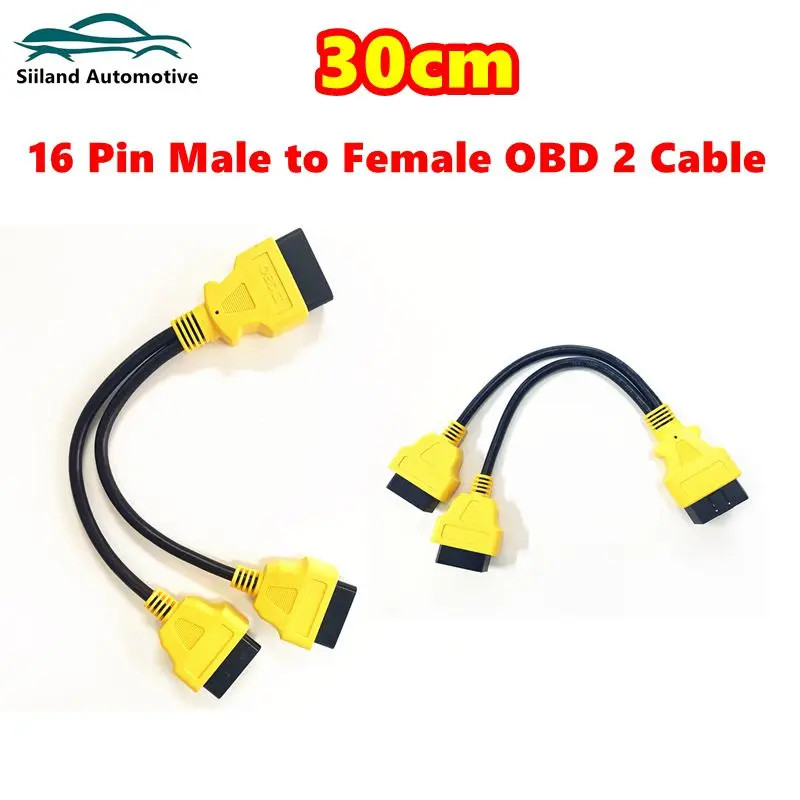 

Free Shipping 16Pin 30CM OBD2 Connector 1-2 Splitter Male to Dual Female 30 CM Car OBD 2 Extension Cable