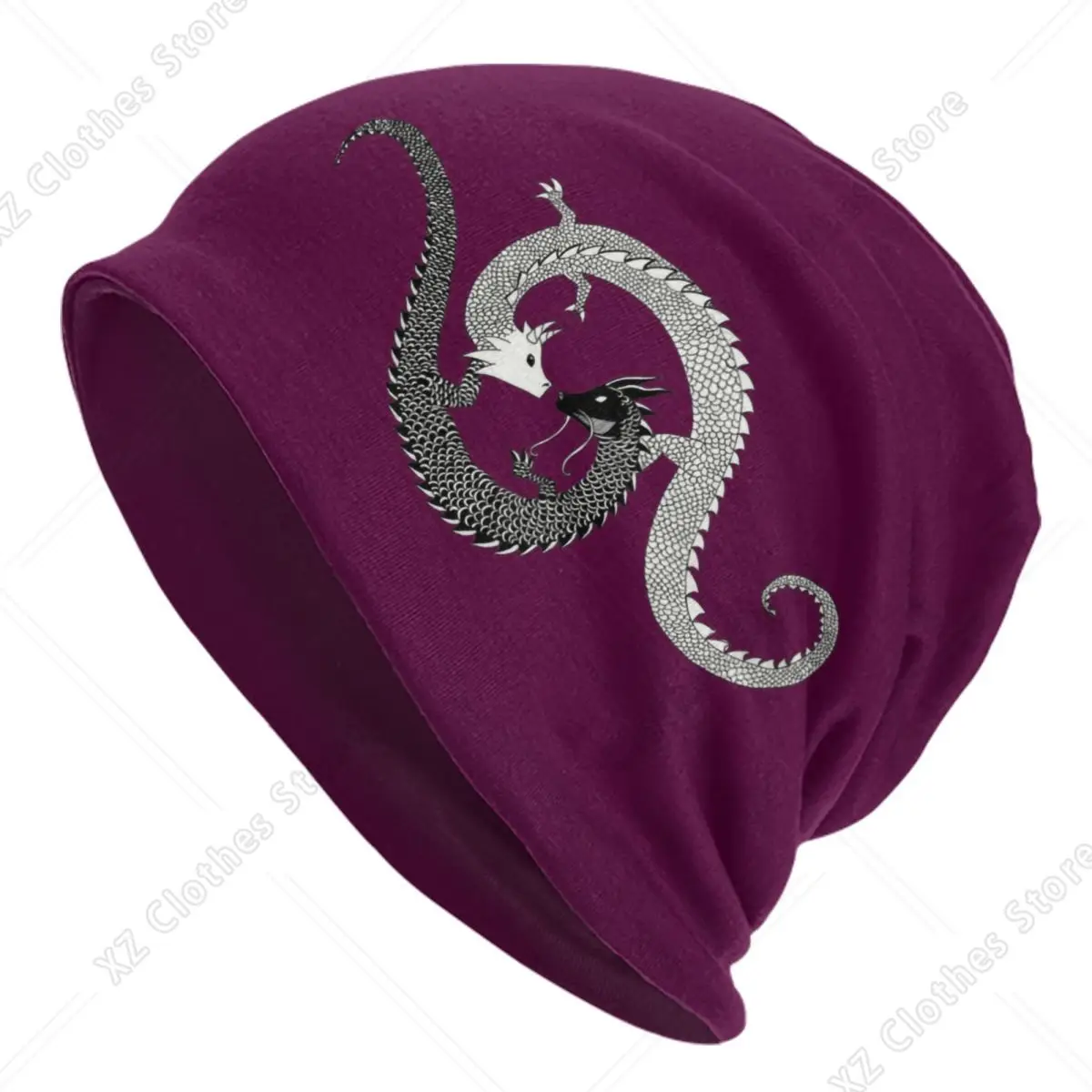 Custom Yin Yang Dragon Bonnet Hat Knitting Hats Men Women Fashion Unisex Chinese Philosophy Winter Warm Skullies Beanies Caps