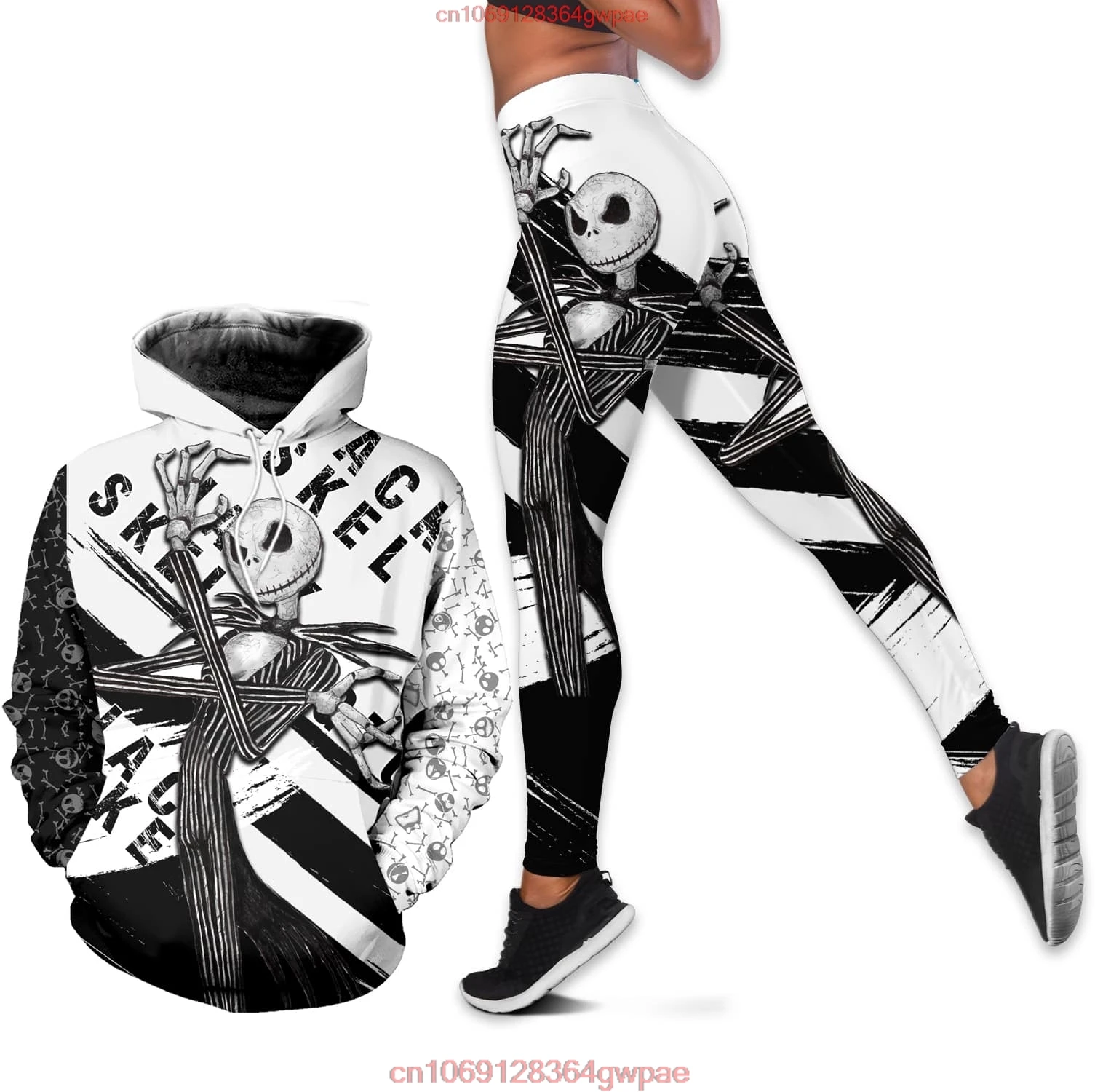 

Jack Skellington Hoodie Leggings Set Women's Hoodie Set Yoga Pants Sweatpants Disney Yoga Hoodie Leggings Fashion Tracksuit Set