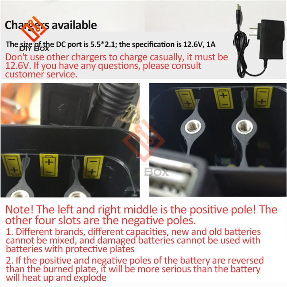 DIY 6x18650 futerał do przechowywania baterii 18650 akumulator 12 V/8,4 V DC zasilacz USB pojemnik na baterie do lampki rowerowej telefon komórkowy