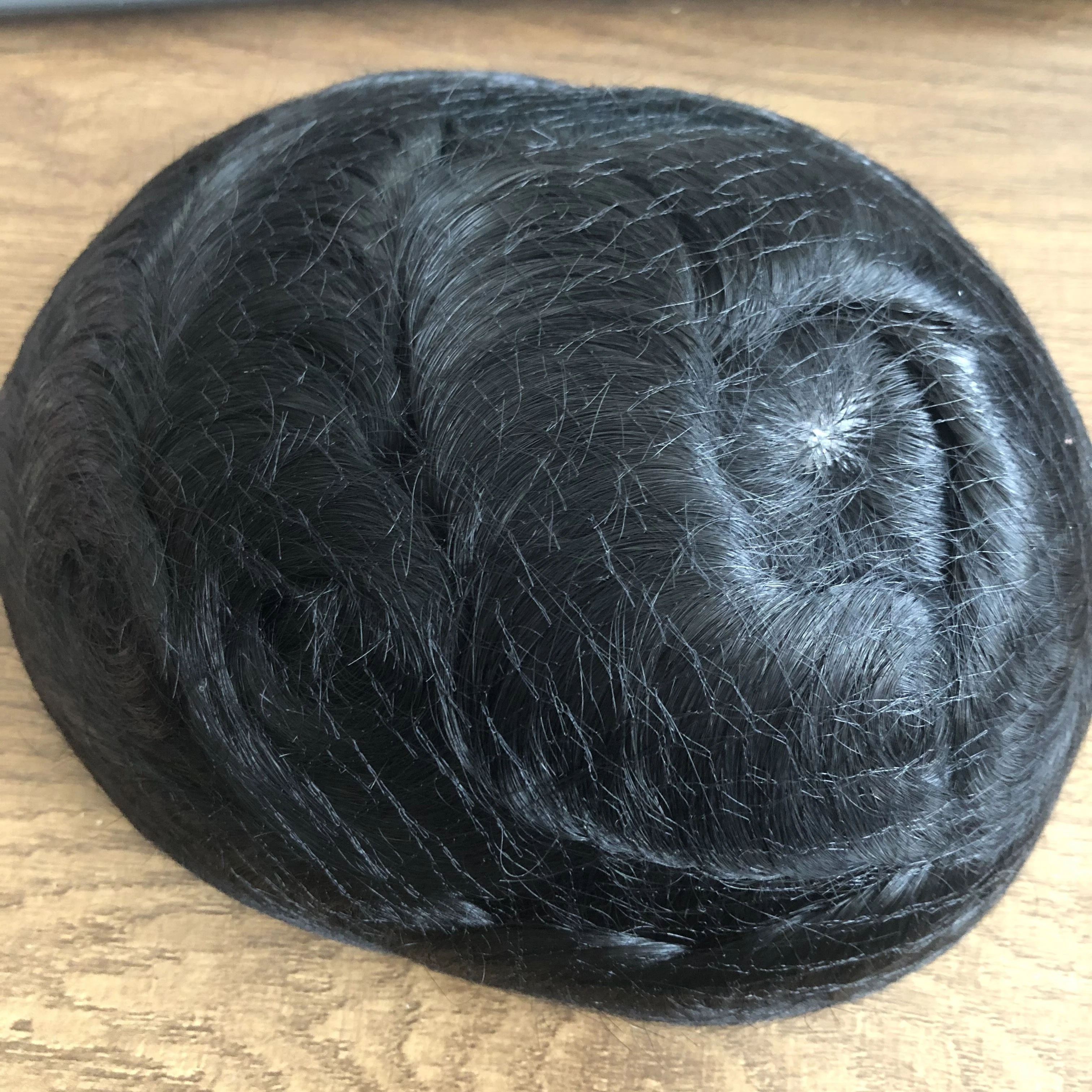 غير قابل للاكتشاف بني داكن نفاث شعر بشري أسود نظام شعري 6 بوصة طويلة سوبر متموجة الرجال السيليكون الشعر المستعار قاعدة الجلد البولي