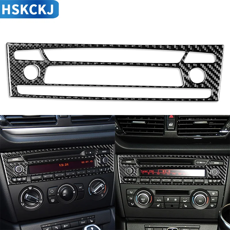 For BMW X1 E84 2013-2015 Real Carbon Fiber Car Accessories Interior Center Control Cover Radio Panel Trim Decorative Sticker