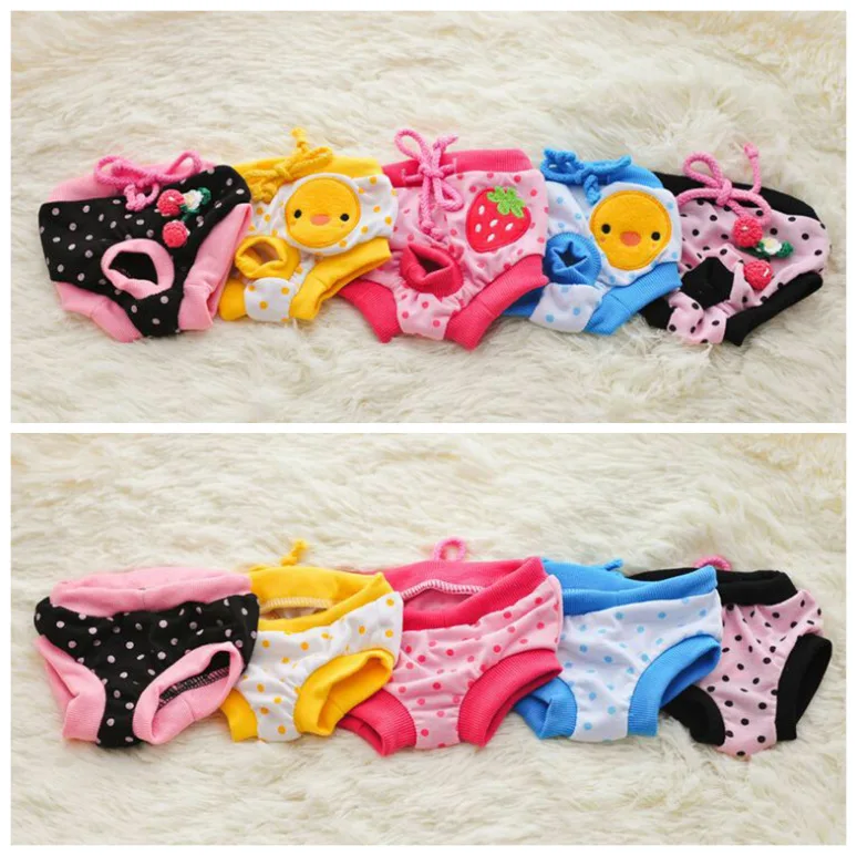 Pet Dog Shorts Sanitary Physiological Pants Cute Fruit Print Diaper Dog Shorts Washable Female Dog Panties Underwear Briefs DC05