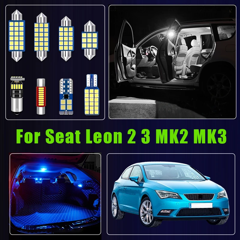 Für Seat Leon 2 3 MK2 MK3 1P 5F FR 5F1 5F5 5F8 Auto-LED-Lampen Innenraumbeleuchtung Handschuhfach Kennzeichenbeleuchtung Kofferraumbeleuchtung Zubehör
