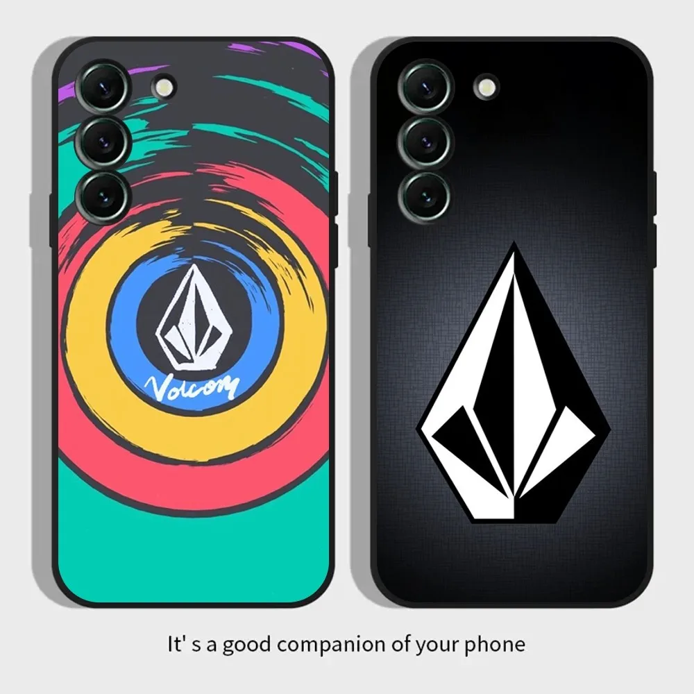 L-Luxury V-VOLCOM-S Sport Style Phone Case for SamsungS24,S23,S22,S21,S20 Ultra Pro S10,S30Plus,20 Ultra Black Cover