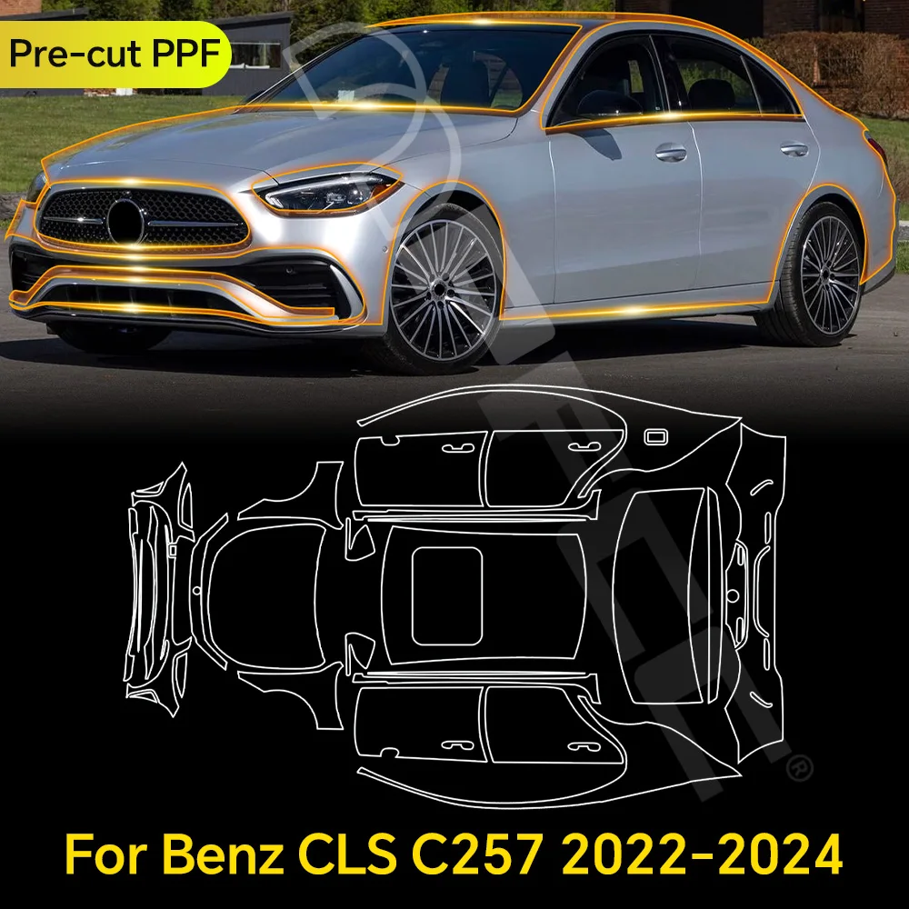 

For Mercedes CLS C257 2022-2024 TPU Paint Protection Film Clear Bra Pre-cut PPF Car Body Anti-Scratch Resistant Invisible Cover