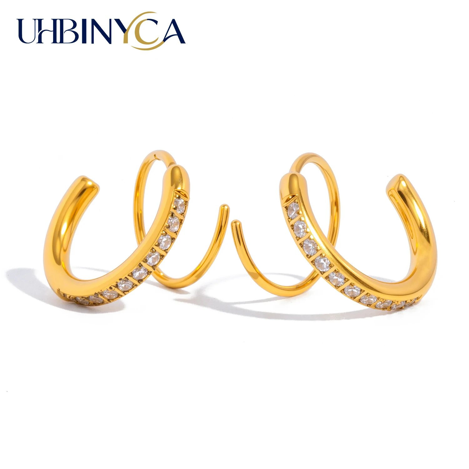 Lightweight Twist Wrap Hoop Earrings for Women - Hypoallergenic 18K Gold Plated Stainless Steel - Minimalist Huggie Earrings