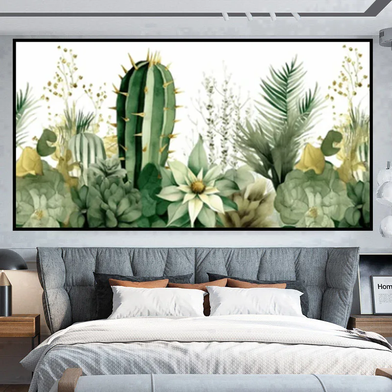 

Green Waterproof Cactus Plant Water Canvas Painting, Wall Picture, Art Poster Print, Living Room Decor, Bedroom, Home Decoration