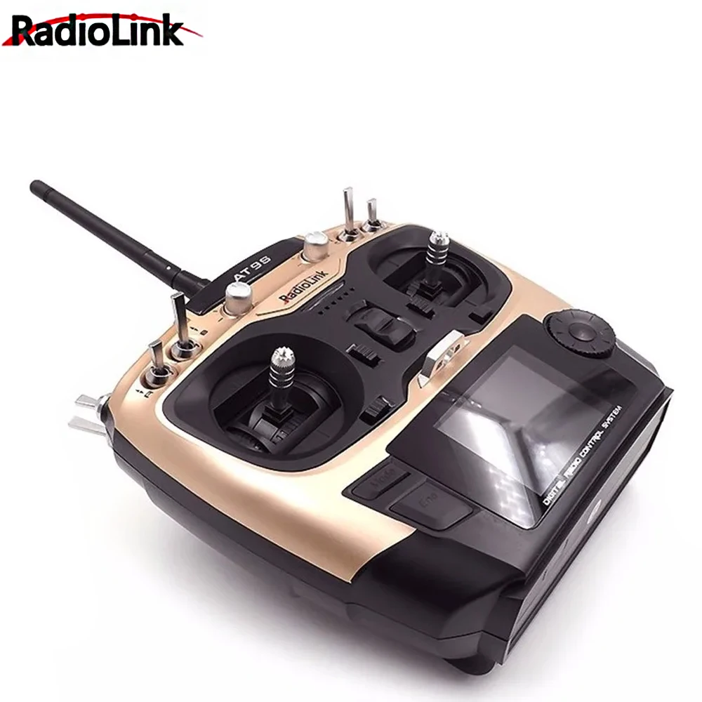 Radiolink AT9SPro 12CH 2.4G DSSS FHSS CRSF Transmissor de rádio mão esquerda direita com receptor R9DS para FPV Racing Drone Multicopter