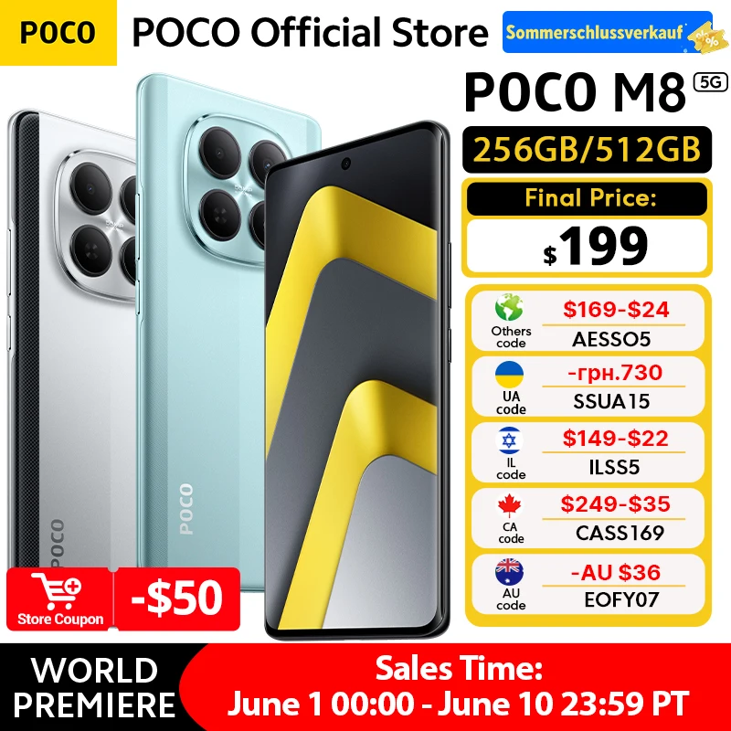 POCO M8 5G Global Version Smartphone 256GB 512GB Snapdragon® 6 Gen