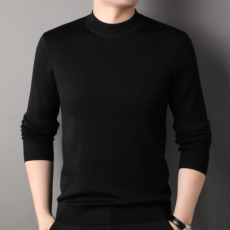 Brand Wool Men's Sweater Solid Colors Thick Knit Pullover O-neck Collar Sweaters Male Winter Autumn Long Sleeves Warm Clothes