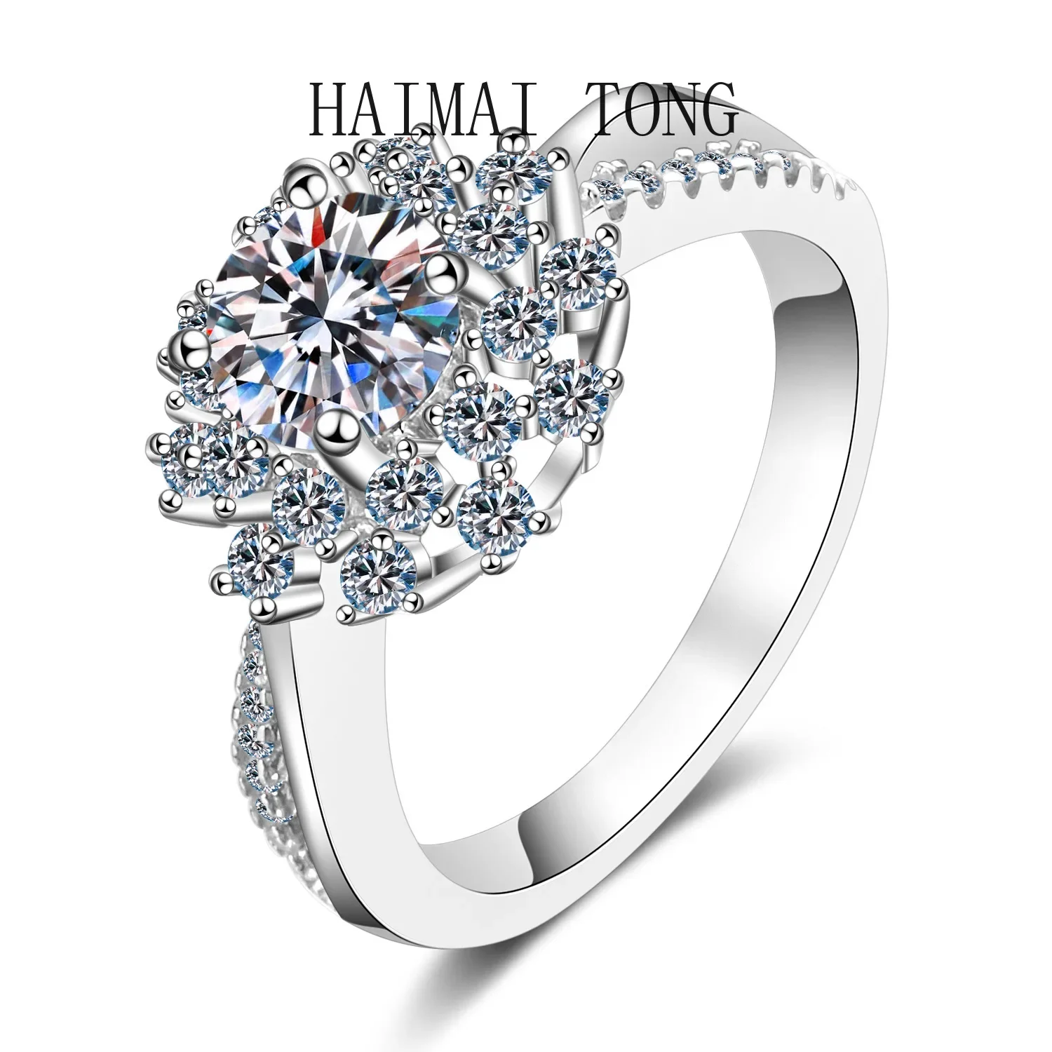 

HAIMAITONG Ladies Ring Moissanite Sunflower Ring pt950 Platinum manufacturers direct for wholesale gifts