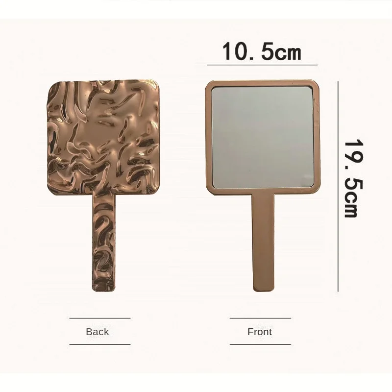 New Creative Handheld Makeup Mirror Electroplated Portable Touch-up for Travel Instagram Style Vanity Mirror for Girls Students