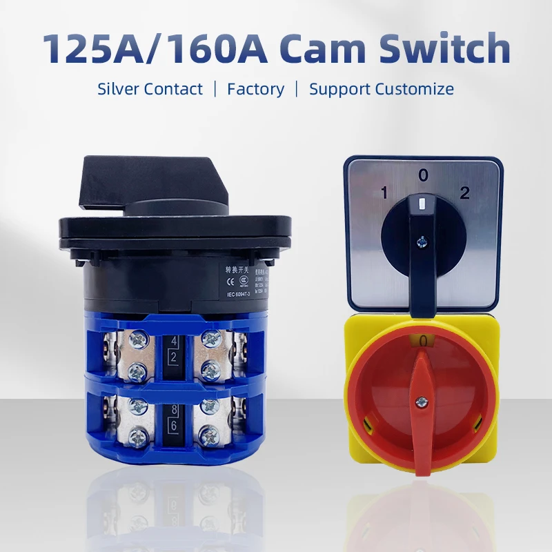 LW26-125A 160A Cam Rotary Switch Two/Three Positions 1-4 Poles Silver Contact Power Control YMW26GS Main Selector