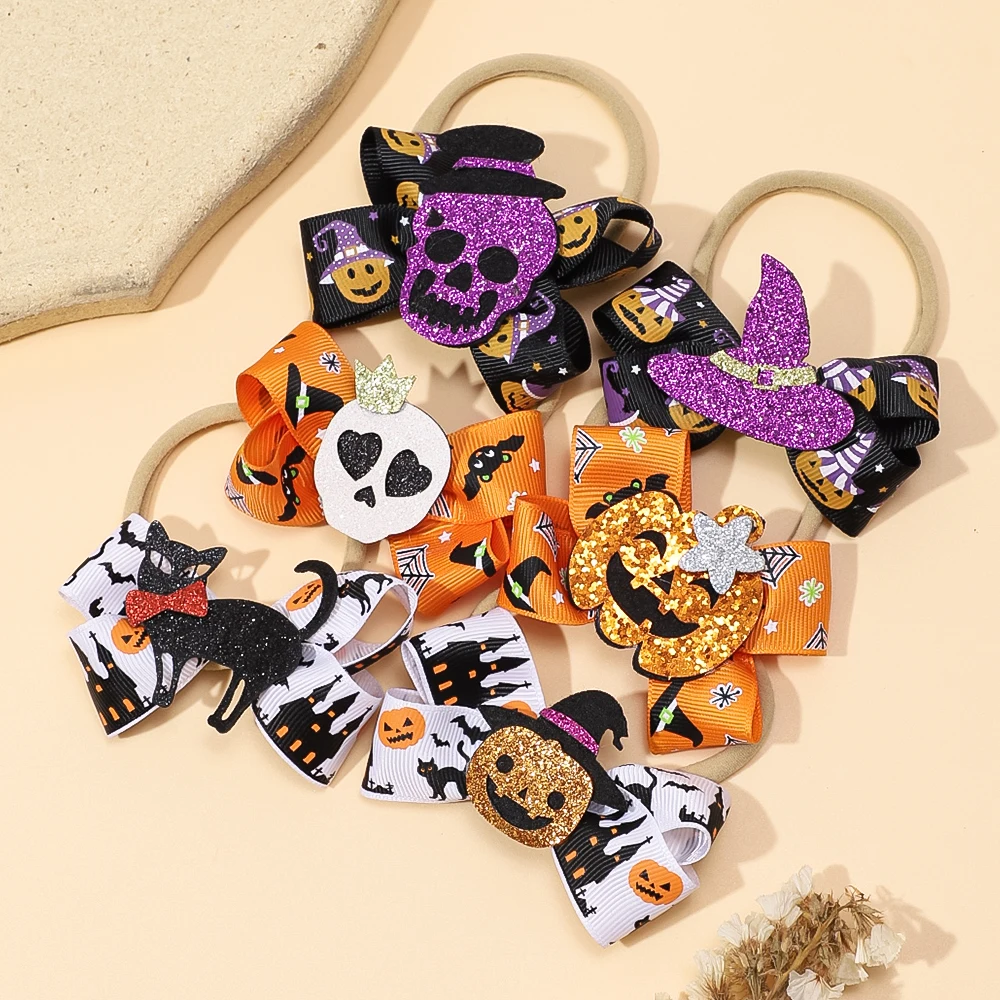 

Halloween Accessories Ablaze Hallows' Day Pumpkin Skull Witch Hat and Black Cat for Baby Girl Hair Baby Items Infant Headband