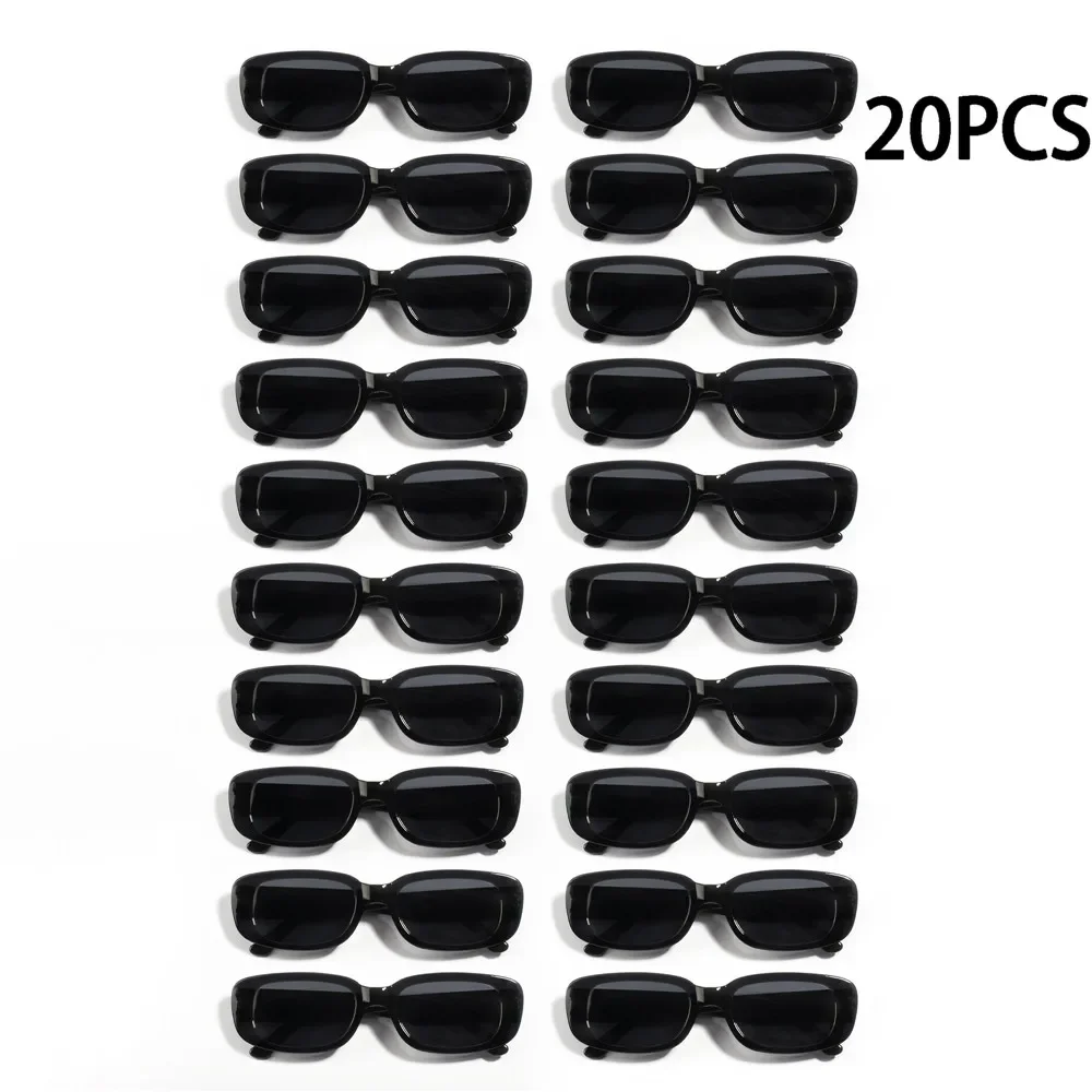 

20PCS Vintage Black Square Sunglasses Woman Luxury Brand Small Rectangle Sun Glasses Female Gradient Clear Mirror Oculos De Sol