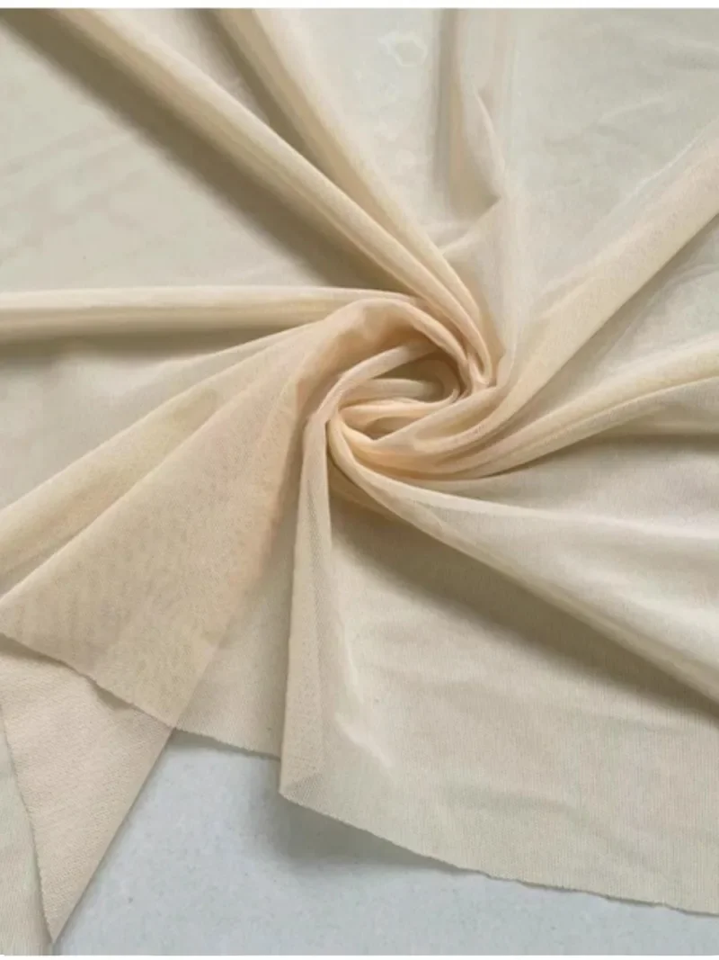 20デニール 肌色 ストレッチ素材 エラスティック スパンデックス ガーゼ素材 極薄 シースルー ソフト ダンスドレス メッシュ生地