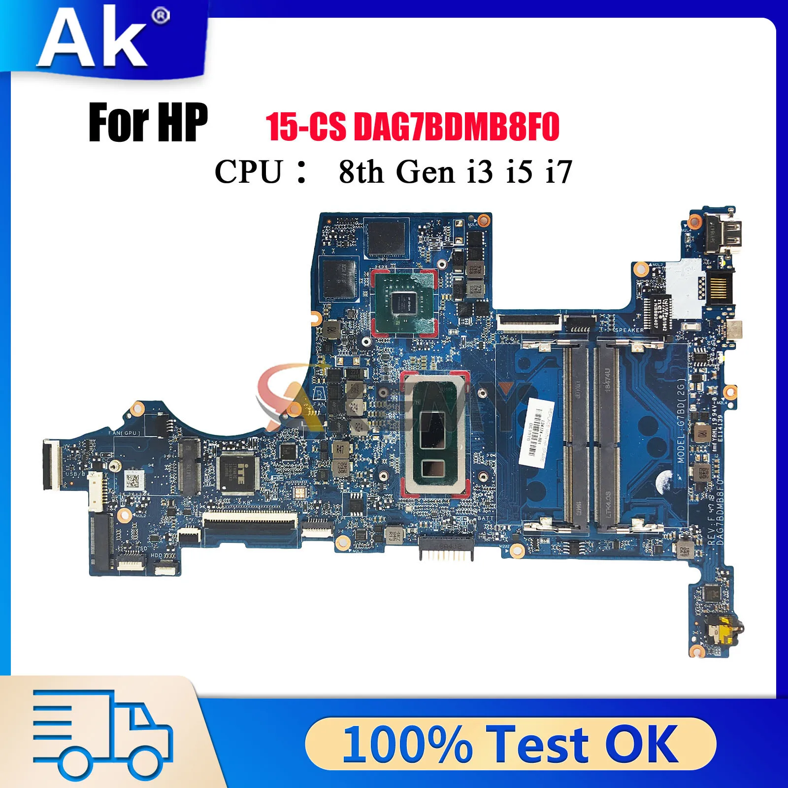

DAG7BDMB8F0 For HP Pavilion 15-CS 15T-CS Laptop Motherboard With i3 i5 i7 8th Gen CPU MX150 2G L34174-601 L34174-001