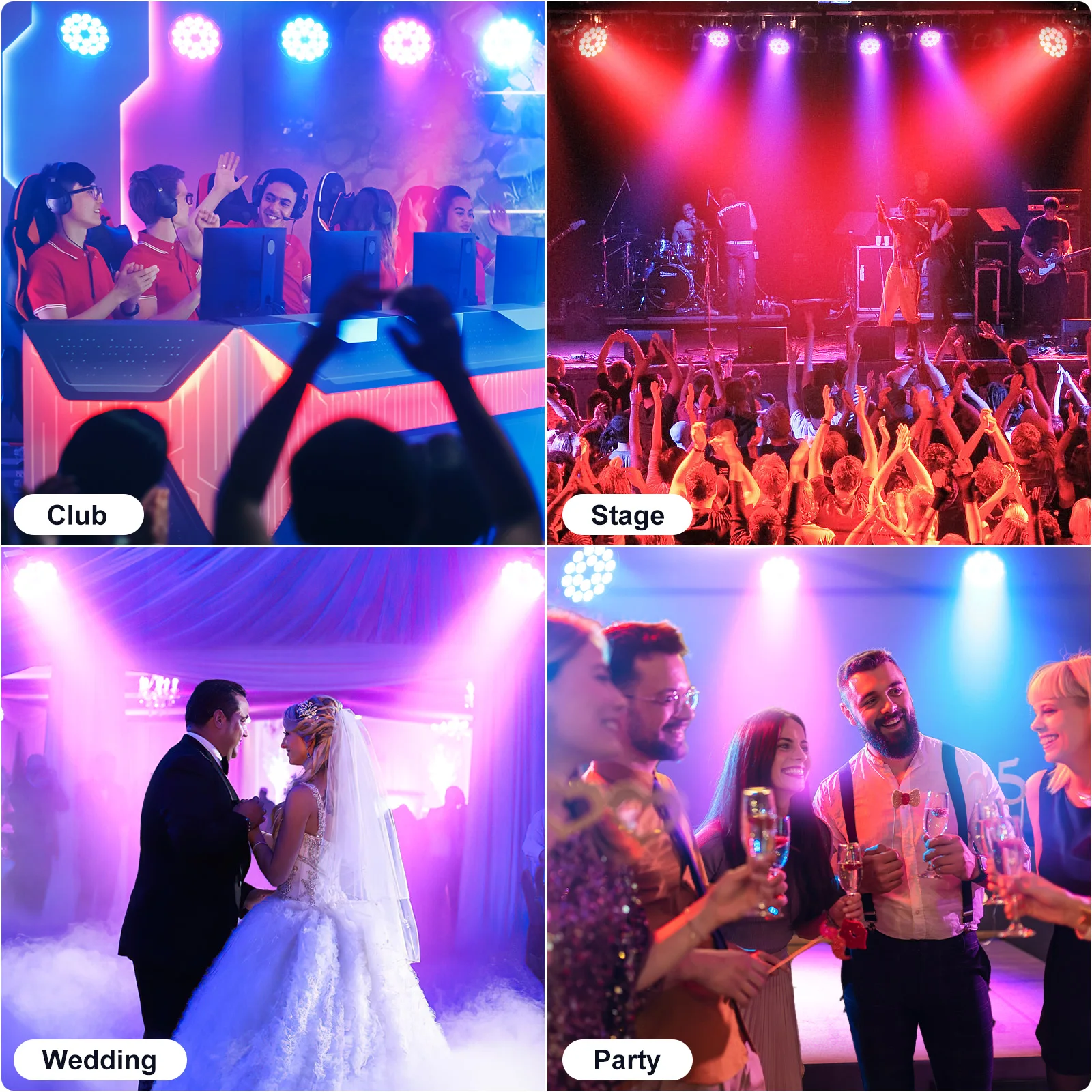 Datewink 4Pcs 18x10W RGBW LED Par Lights Stage Lighting Effect Projector DMX512 For Dj Disco Wedding Bar KTV Party Karaoke Show