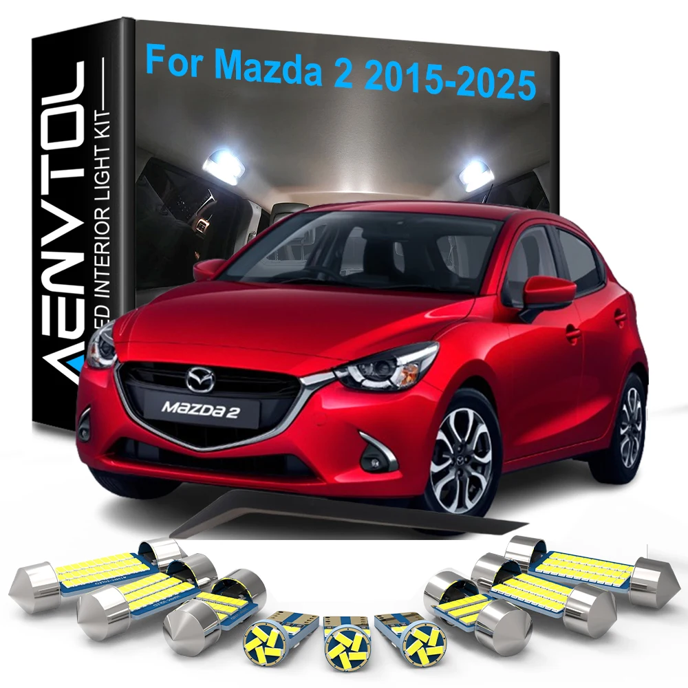 8pcs LED Interior Lights Canbus For Mazda 2 2015 2016 2017 2018 2019 2020 2021 2022 2023 2024 2025 Dome Trunk License plate Lamp