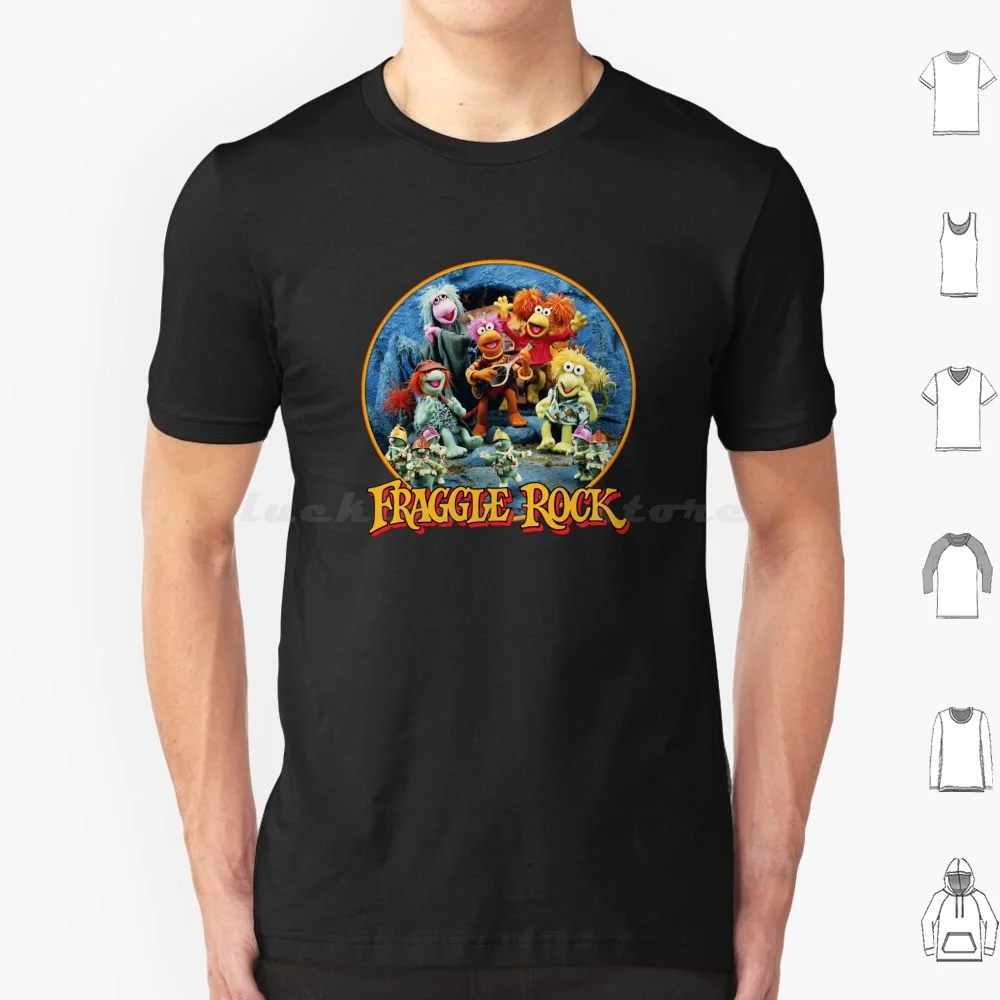 Fraggle Rock T Shirt Big Size 100% Cotton Fraggle Boober Wembley Gobo Mockey Dance Your Cares Away Doozer 80s Tv Show Retro