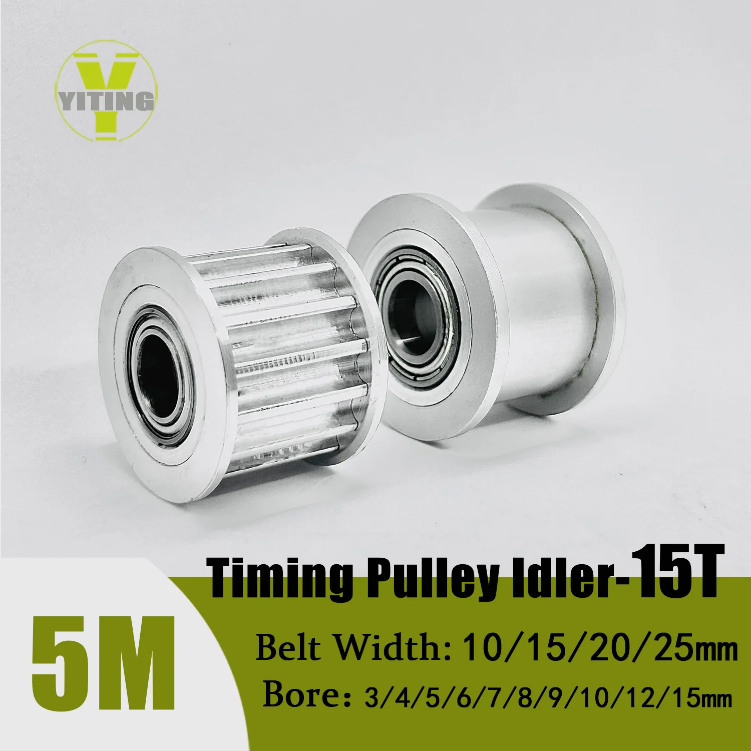 

HTD5M 15T Timing Pulley 15teeth Idler Gear with Bearing Belt Width 10/15/20/25mm Bore 3/4/5/6/7/8/9/10/12/15mm wheel Belt Pulley