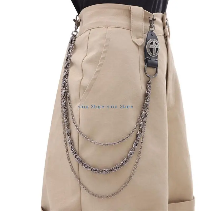 

X7XB Smooth Alloys Chain Belt Elegant Double Layer Chain Belt Versatiles Metal Chain for Parties and Gatherings