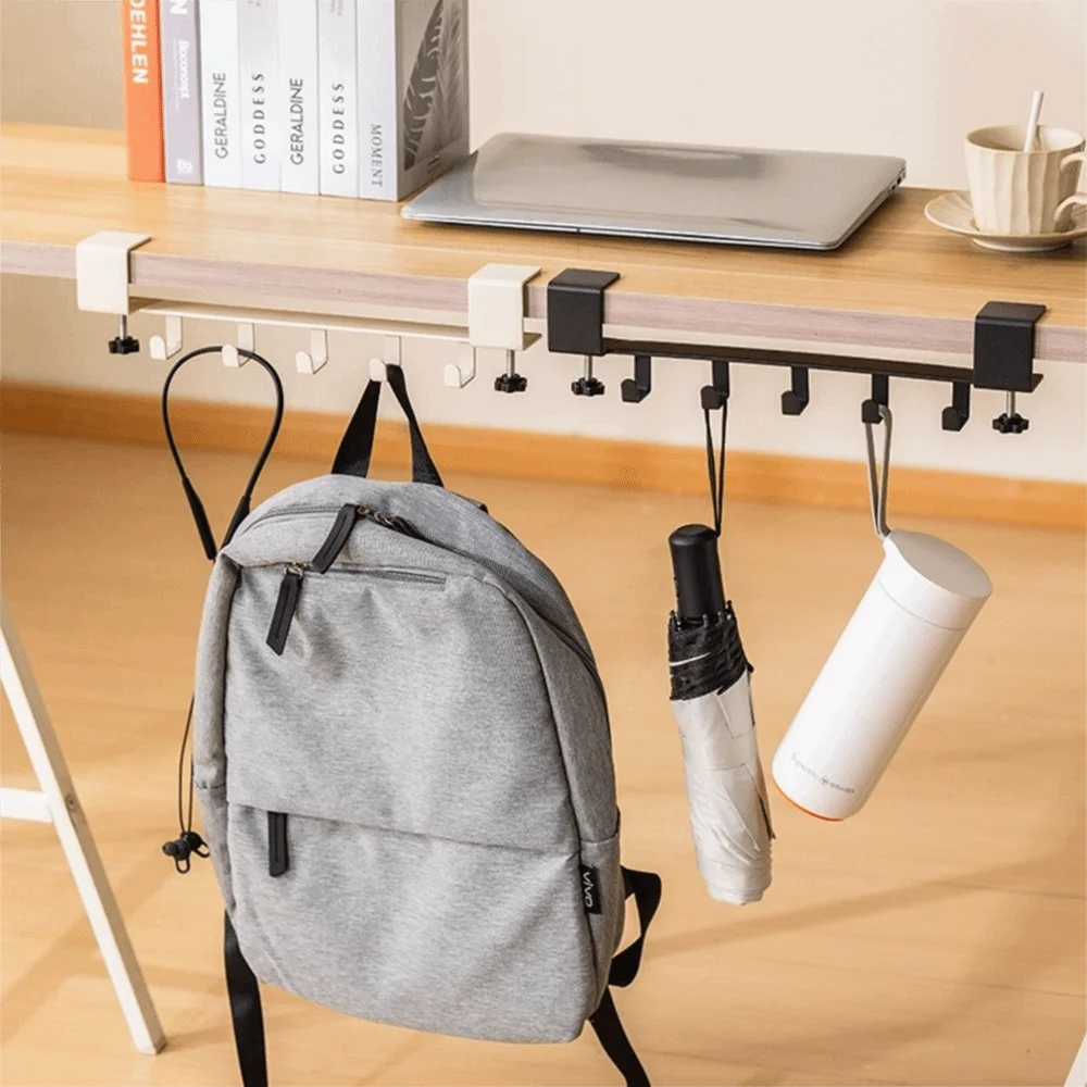 Steel Desk Side Mount Hook Adjustable Removable Desk Edge Backpack Holder Strong Load-bearing No-Drill