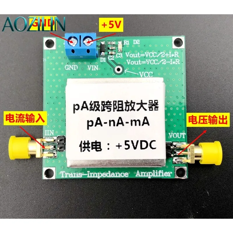 AOZILIN OPA350 TIA Transimpedance Amplifier Module IV Conversion 1M Bandwidth Weak Current Measurement Sensor Board