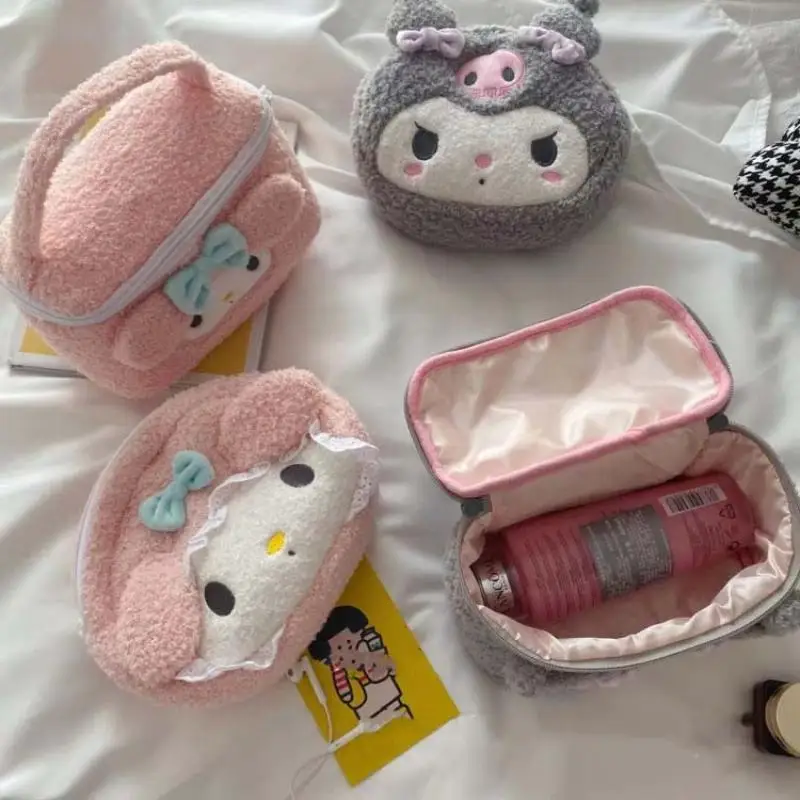 Sanrio Mymelody Kuromi Girl Student Cartoon Cosmetic Bag Lovely Large Capacity Cosmetic Storage Bag Box Portable Cosmetic Box