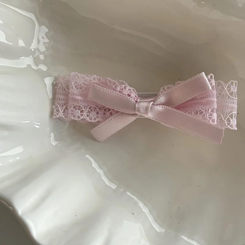 Mollette di pizzo pieghettate dolci fermaglio per capelli con fiocco carino accessori per capelli a becco d\'anatra novità da donna