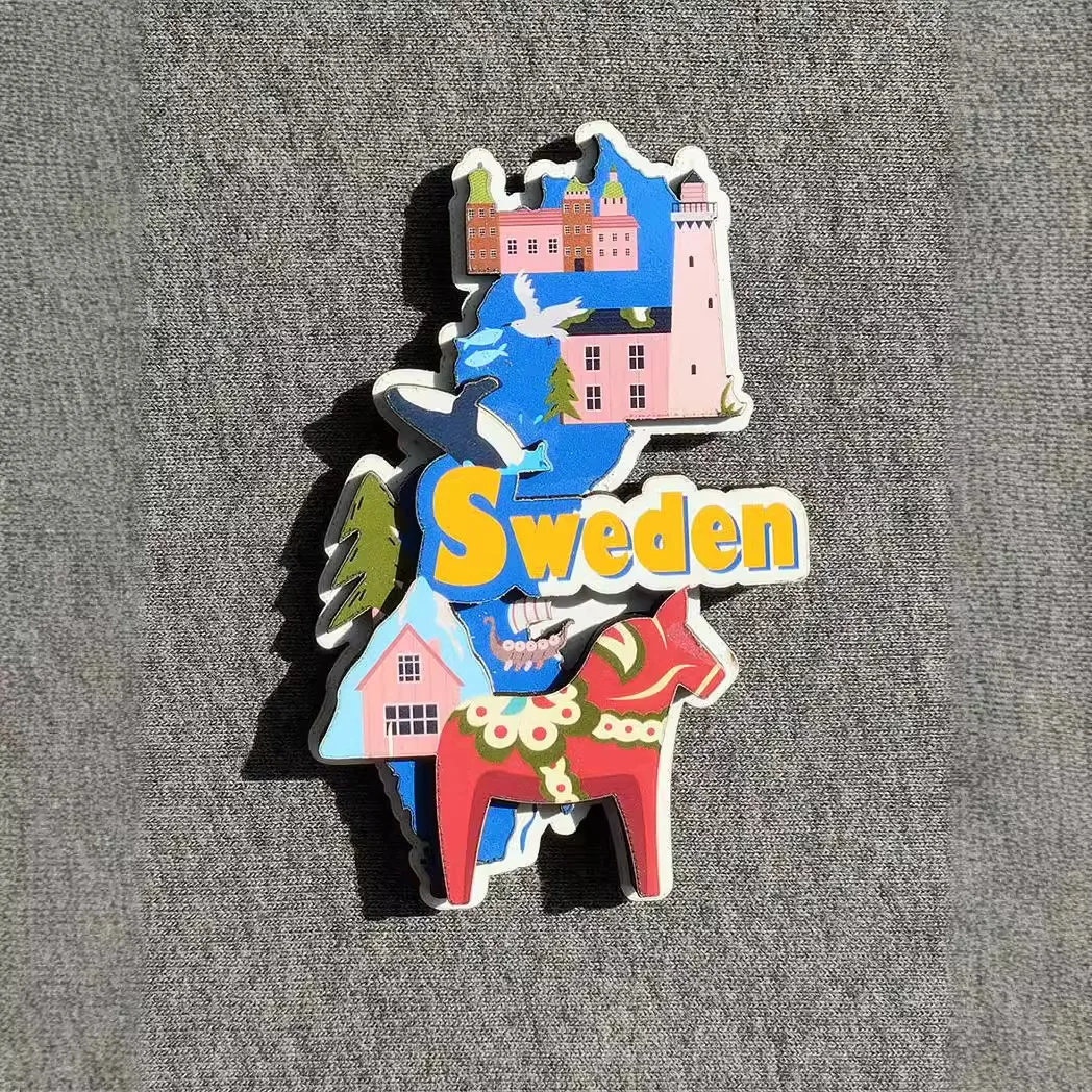 3D Wooden Refrigerator Magnet Travel Souvenir United States Austria Germany Norway Italy United Kingdom Magnetic Fridge Sticker