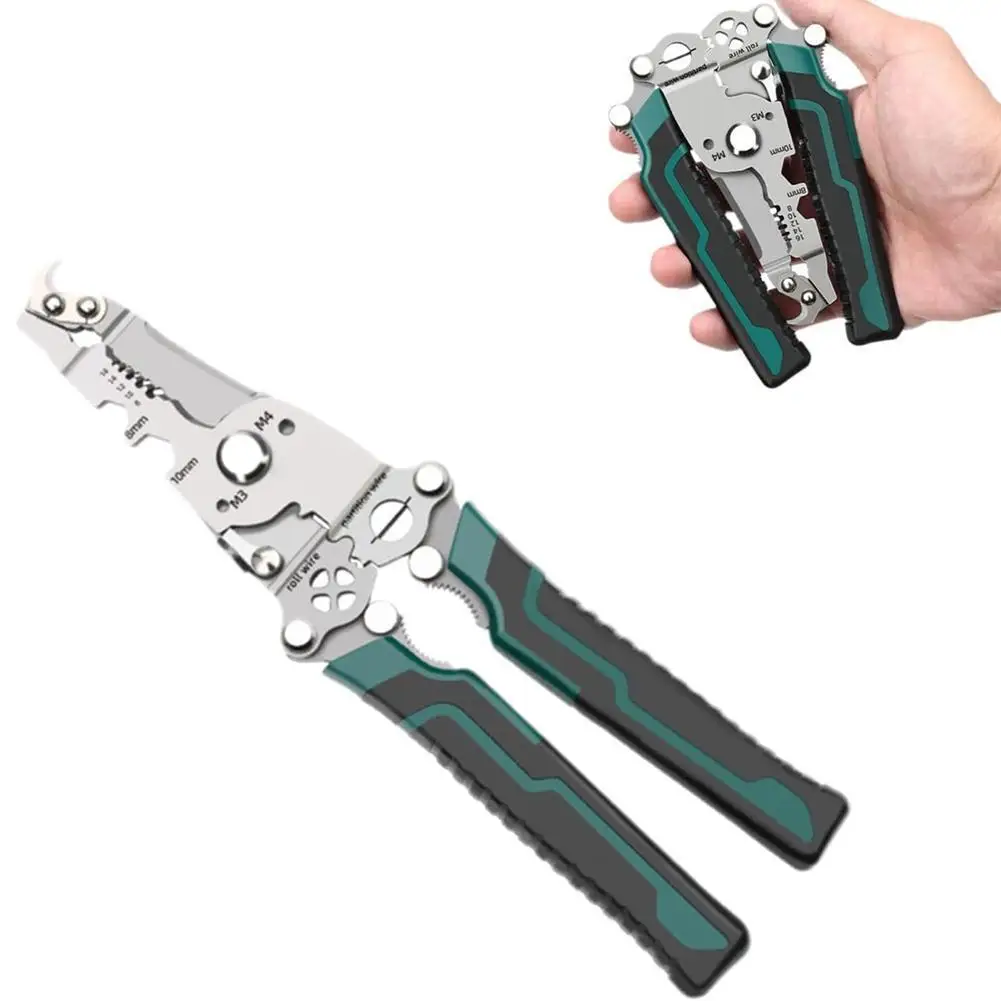 Foldable Wire Stripper Multi-function Nipper Crimping Wire Stripper High Carbon Steel Professional Electrician Tool