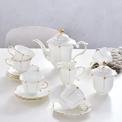 European TeaSet Porcelain Tea Set Gift Coffee Water Set Retro Coffee Cup Dish New Bone China Teacup Set