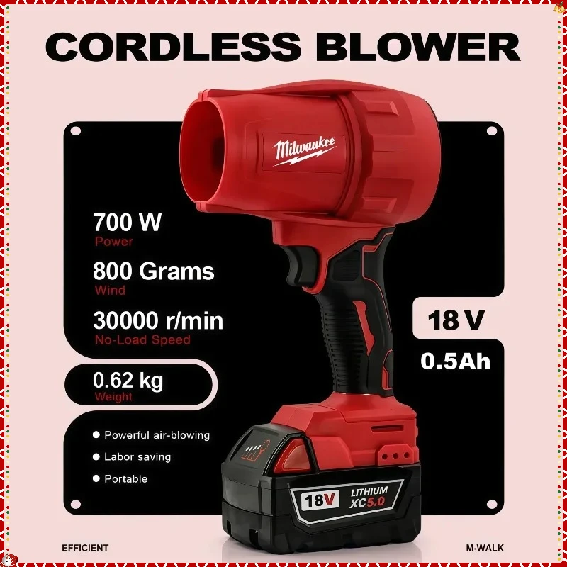 Milwaukee 30000 ot/min Akumulátorový turbojet ventilátor, nástroj pro odstraňování prachu z auta, elektrický ventilátor, super silný vítr pro 18V baterii - náhled 2