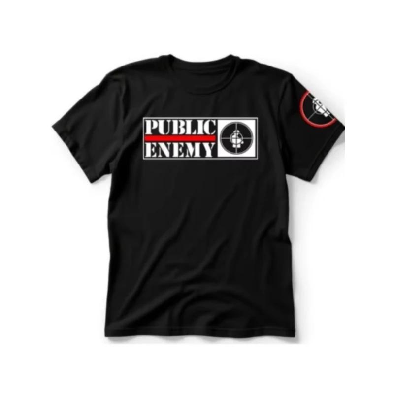 Public Enemy Maglietta nera Fight The Power Comoda per gli appassionati di musica T-shirt a maniche corte stile street Comfort Fit Uomo Donna Tee