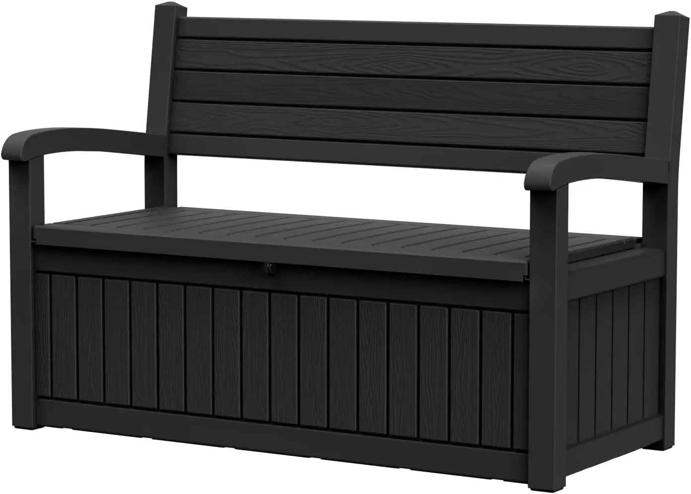 Indoor Plastic Storage Box 80 Gallon Capacity, All Weather Outside Storage Bin With Comfort Cushion Seat, Heavy Duty Patio Deck Bench Organizer For Garden Backyard, Black
