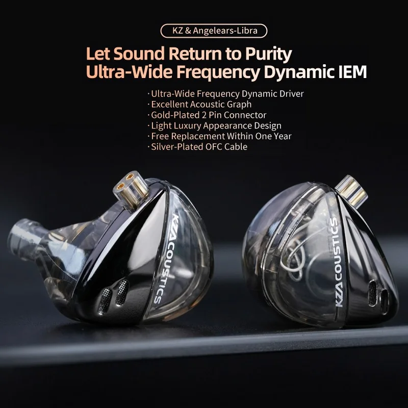 KZ Libra Wired Earphone High Resolution HiFi Bass Music Sport Headphones Hi Res Ultra Wide Frequency Balanced IEM Gaming Headset