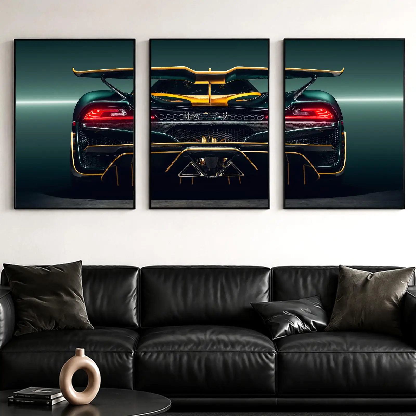 Racing Car Rear Perspective Painting Calligraphy Canvas Poster Set Wall Artwork for Bedroom Living Room Decorative Prints Gift