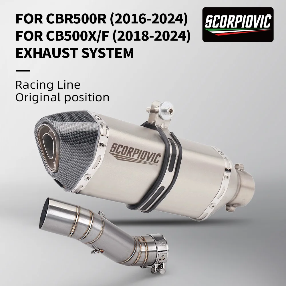

For CB400 CBR400 CB500F CB500X CBR500 CBR500R 2016 - 2022 Motorcycle Exhaust Escape Moto mid Link Pipe 51mm Muffler