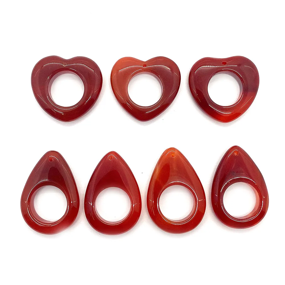 

Fashion Natural Red Agate Pendant Heart Water Drop Big Hole Charms for Jewelry Making Handmade DIY Earring Necklace Accessories