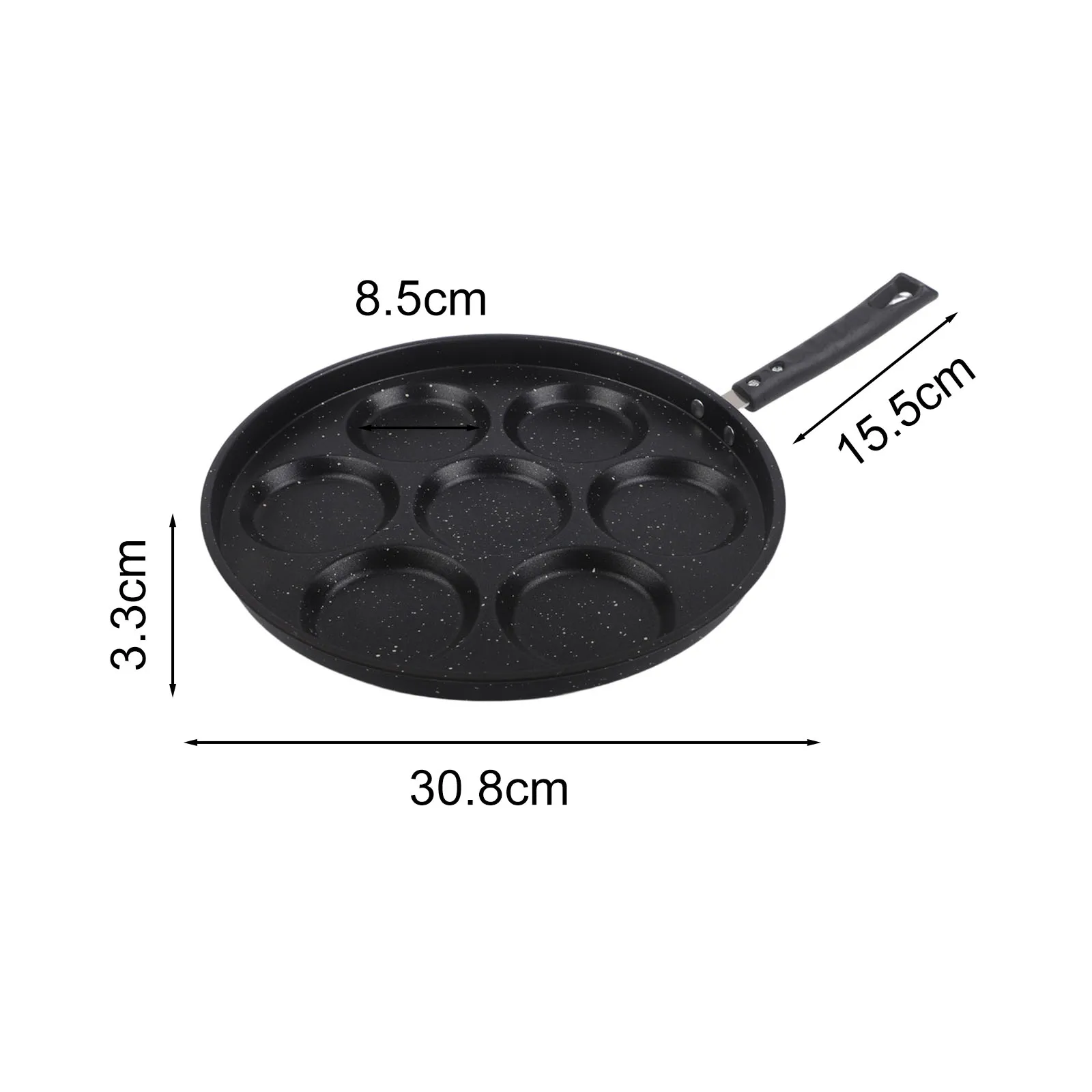 1Pc Cast Iron Poffertjes Pan With 7 Wells 20.5cm Dutch Mini-Pancake Maker For Gas Induction Grill Black