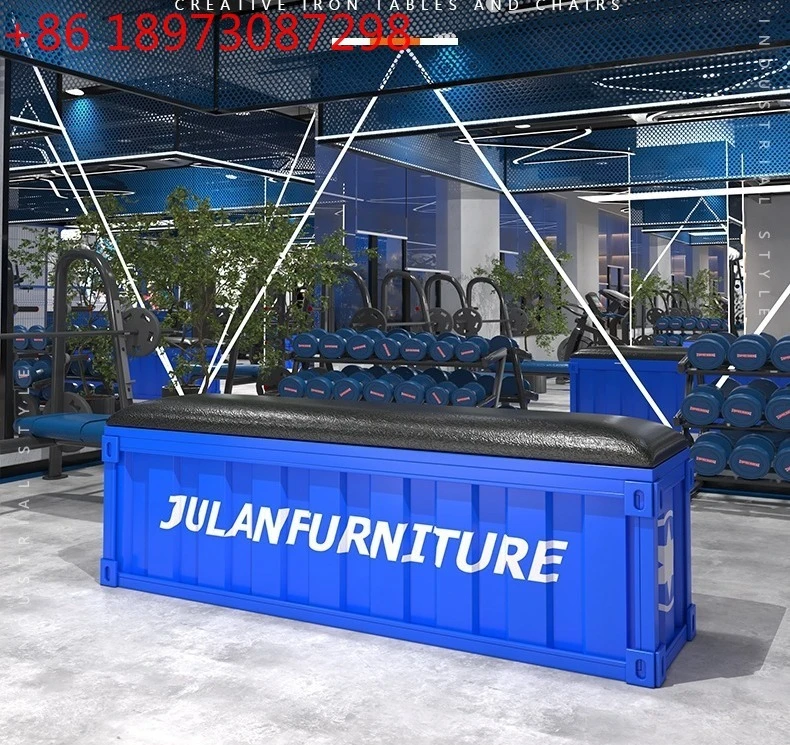 

Industrial style storage bench sitting area waiting chair gym hair salon shoe changing stool