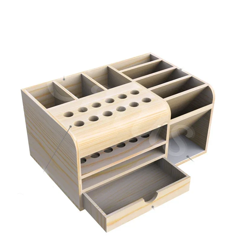 Caja de almacenamiento multifuncional de madera Caius, destornillador, pinzas, caja de inserción, reparación de teléfonos móviles, caja de piezas de herramientas de recepción de escritorio