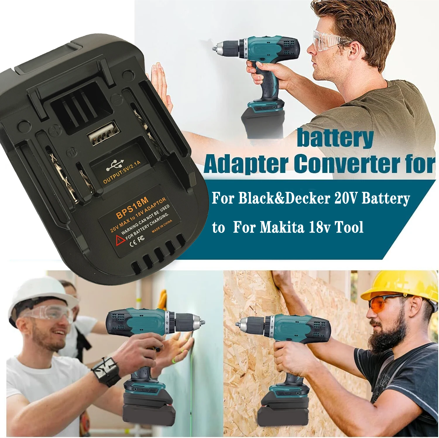 BPS18M Tool Battery Adapter for Black & Decker/For Porter Cable/ for Stanley Battery is Converted To Replace For Makita BL1830