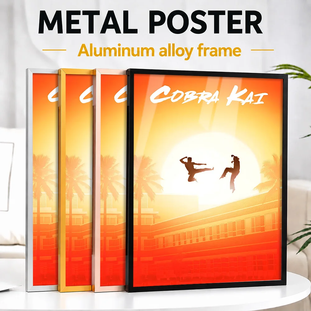 Cobra Kai Movie Framed Metal Poster Personalized Photo High Contrast Drama Style Wall Art For Media Room Memorable Viewer Gift